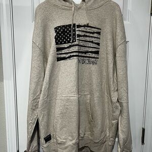 Men's Beige Hoodie with Flag Design